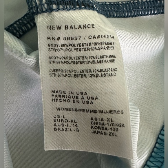 New Balance Blue Celestial Racer Back Tank Top size large Made in USA - Picture 4 of 4